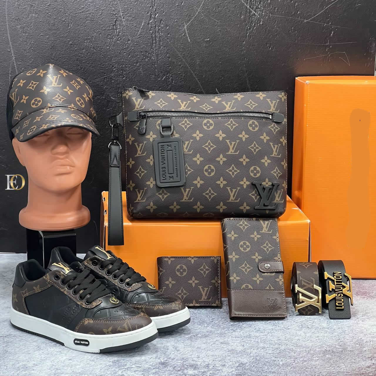 LV men's shoes bag whole set