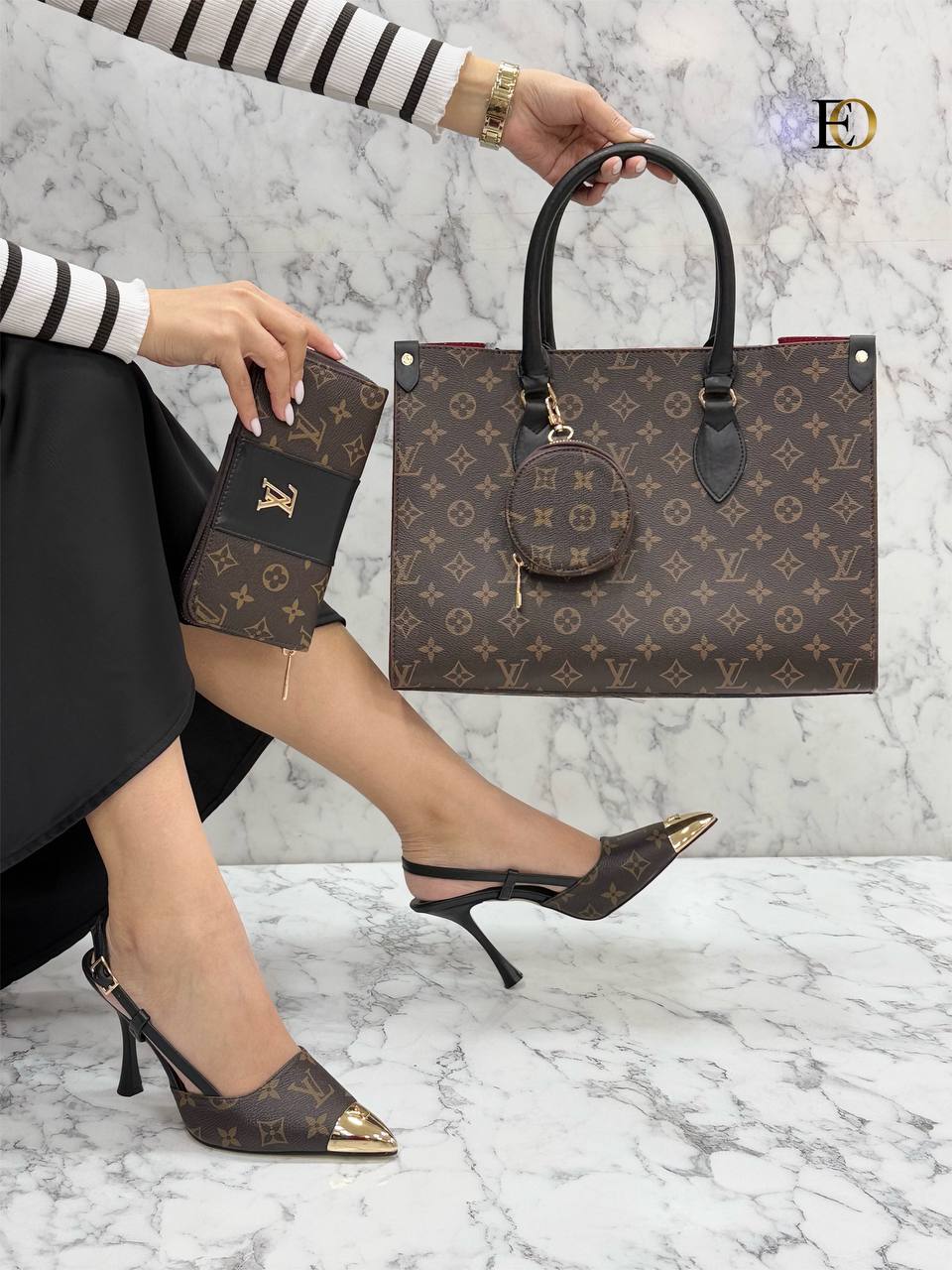 LV new high heels shoes bag set