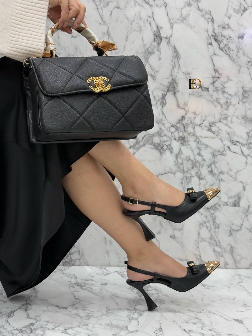 chnnal heels shoes bag set
