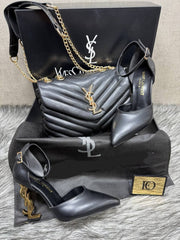 ysl pointed heel shoes bag set