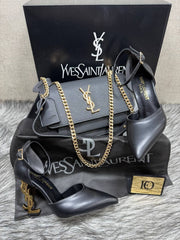 ysl pointed heel shoes bag set