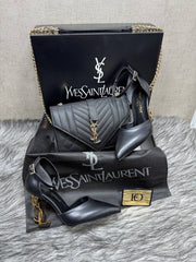 ysl pointed heel shoes bag set