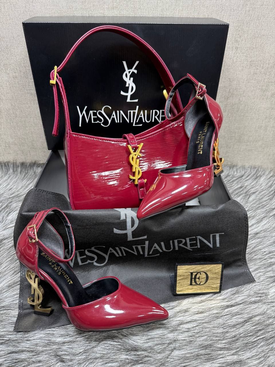 ysl pointed heel shoes bag set