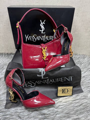 ysl pointed heel shoes bag set