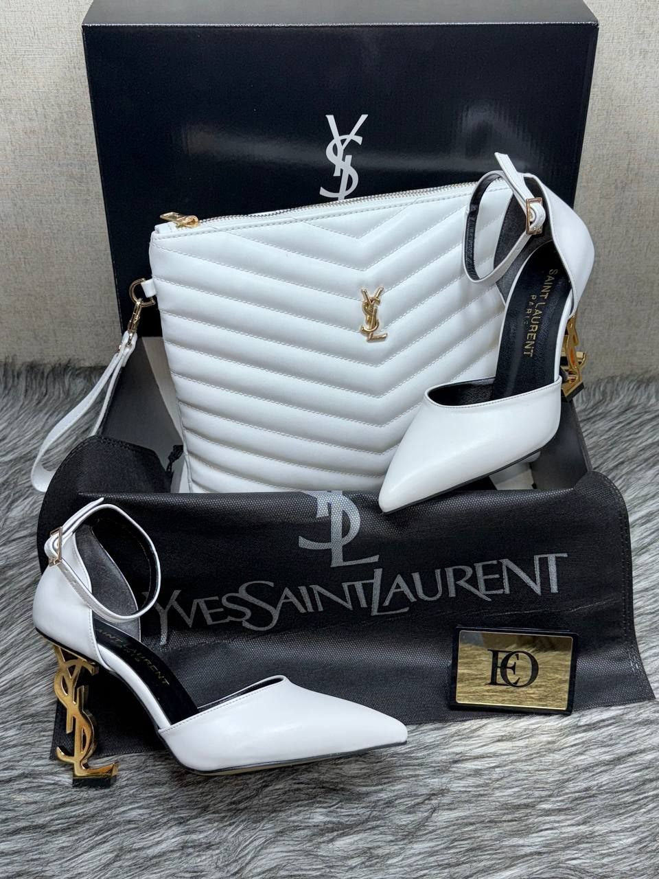 ysl pointed heel shoes bag set