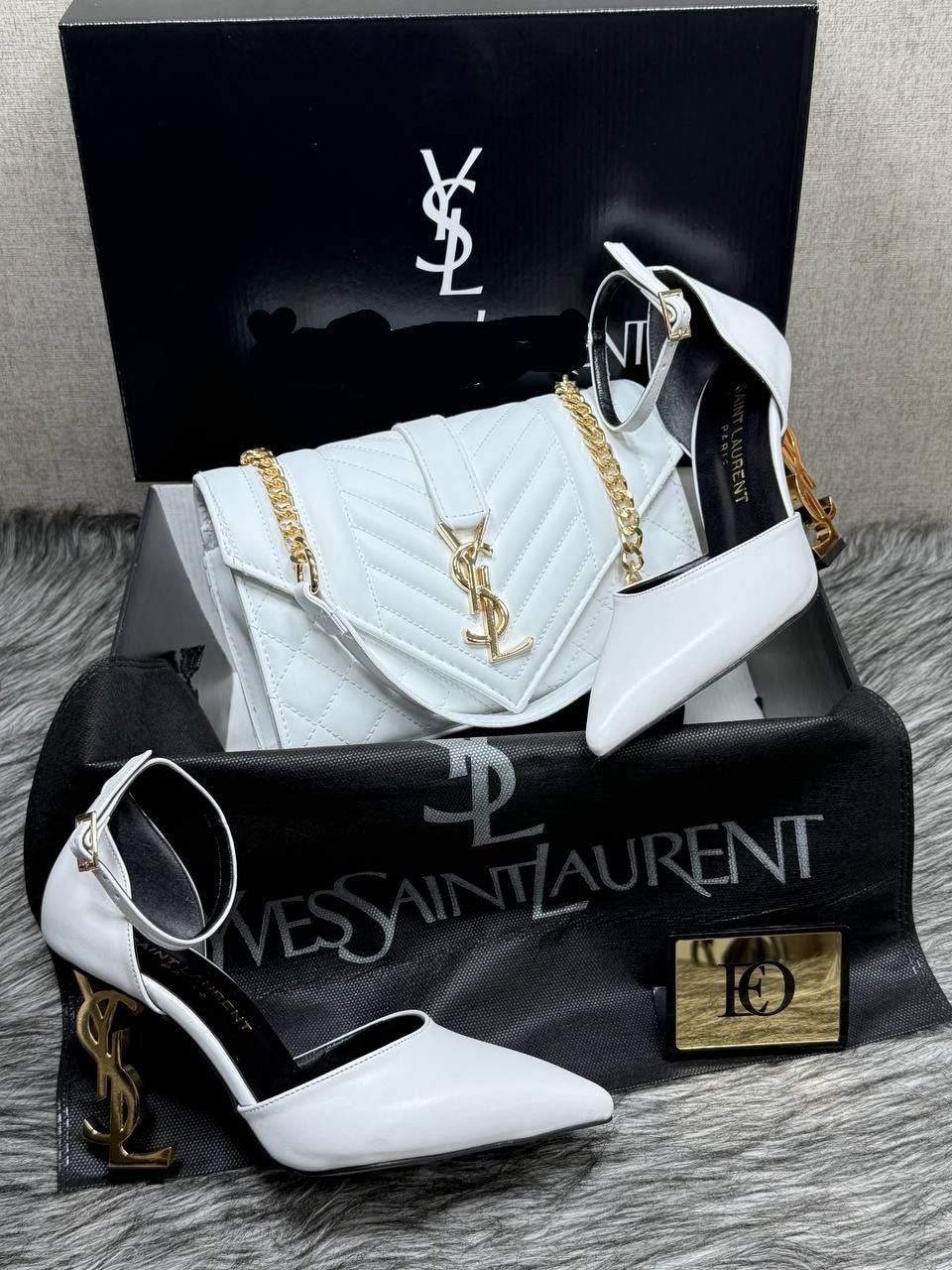 ysl pointed heel shoes bag set