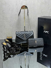 Ysl rose style heels shoes bag set
