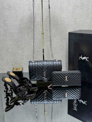 Ysl rose style heels shoes bag set