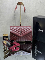 Ysl rose style heels shoes bag set