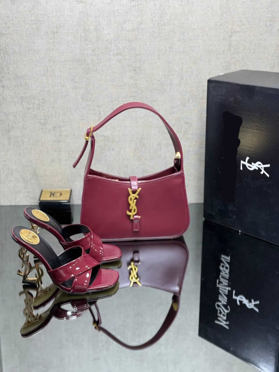 Ysl rose style heels shoes bag set