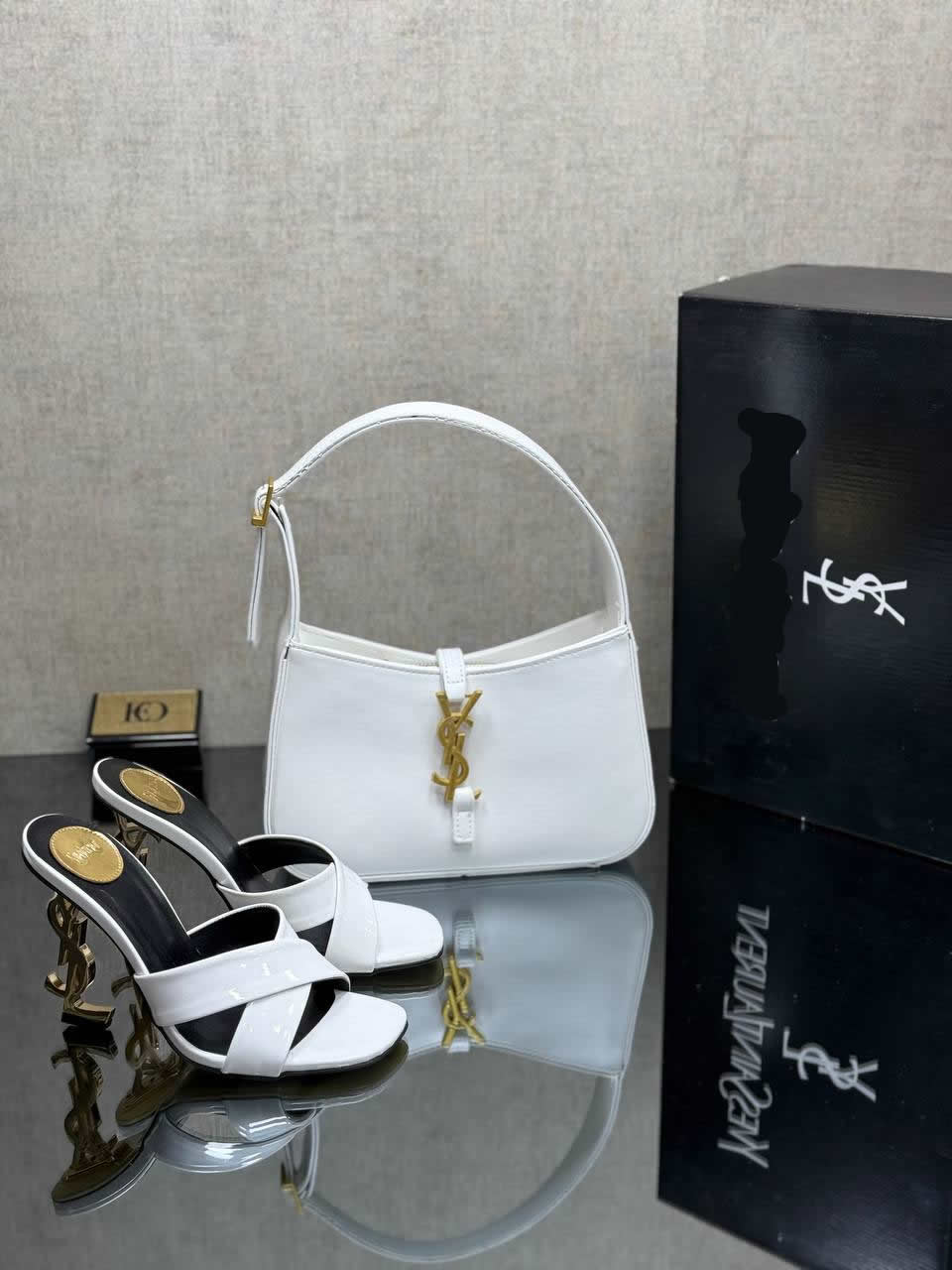 Ysl rose style heels shoes bag set