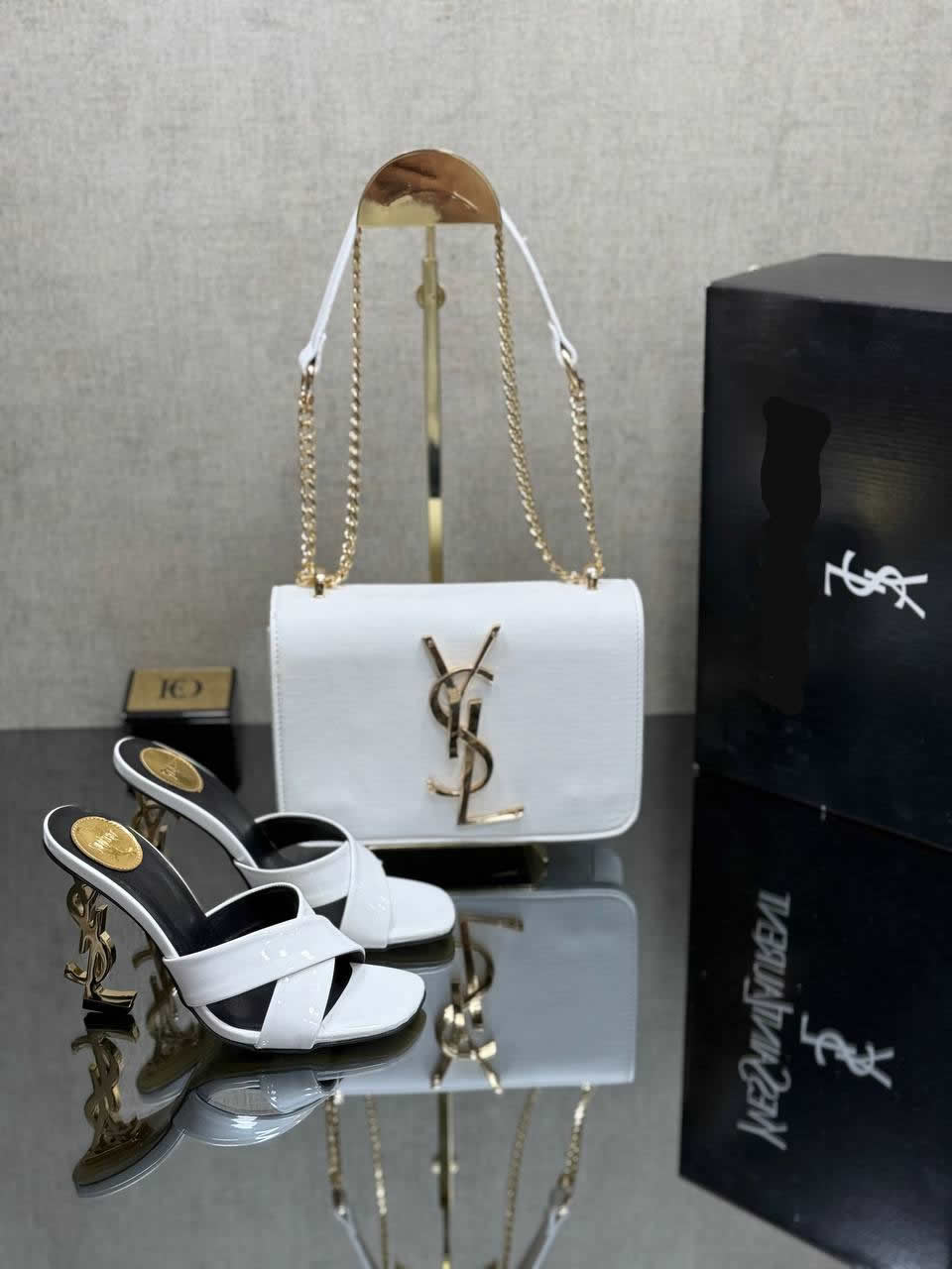 Ysl rose style heels shoes bag set