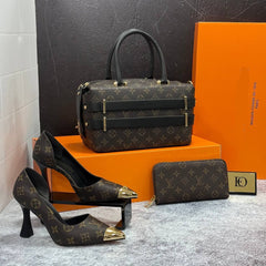 LV open side heels shoes bag set