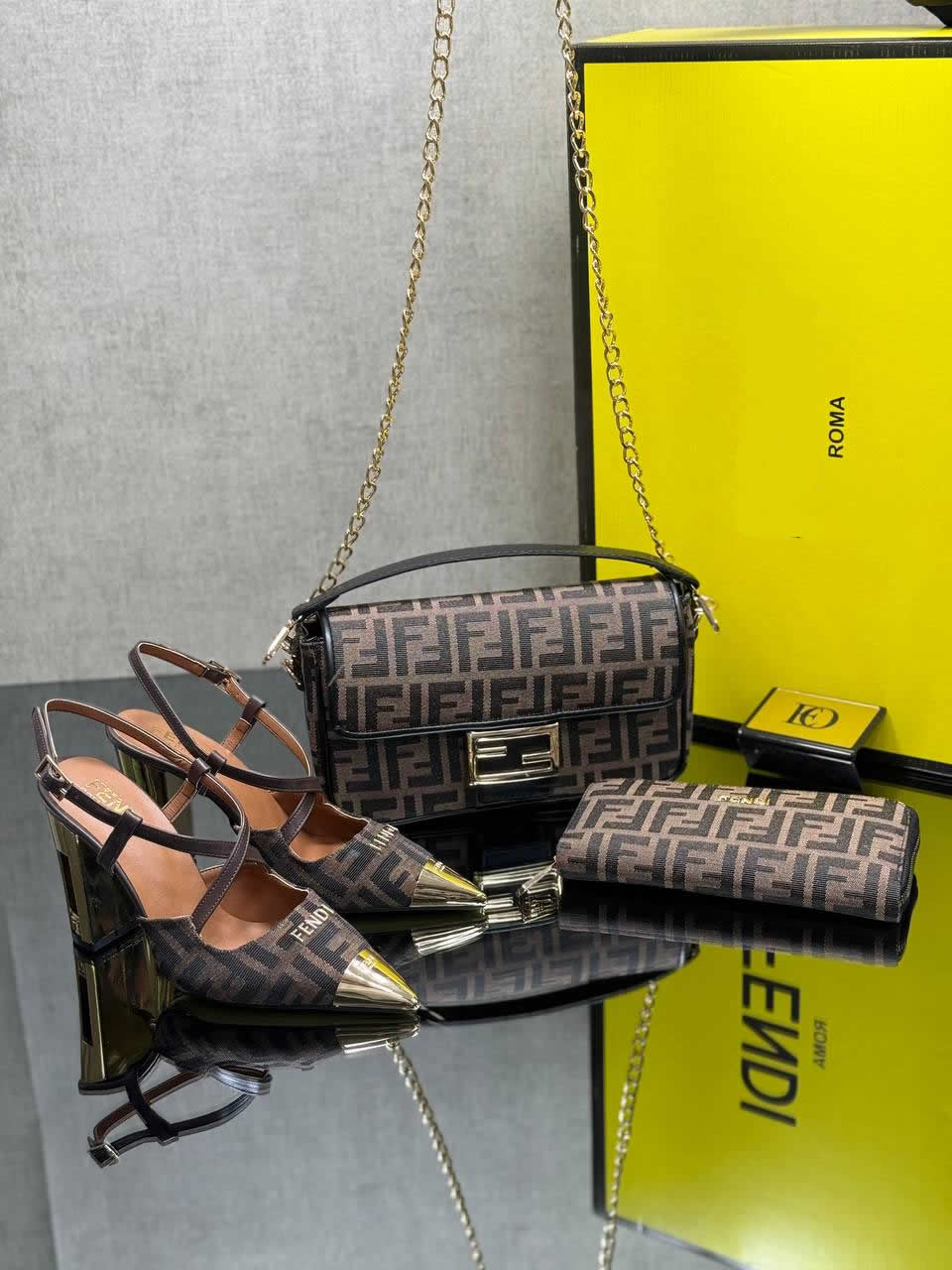 fnd new high heels shoes bag set
