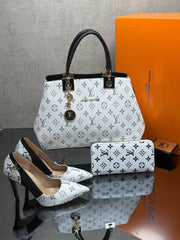 LV patterned heels shoes bag sets