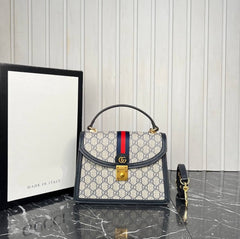 GG patterned real leather bag