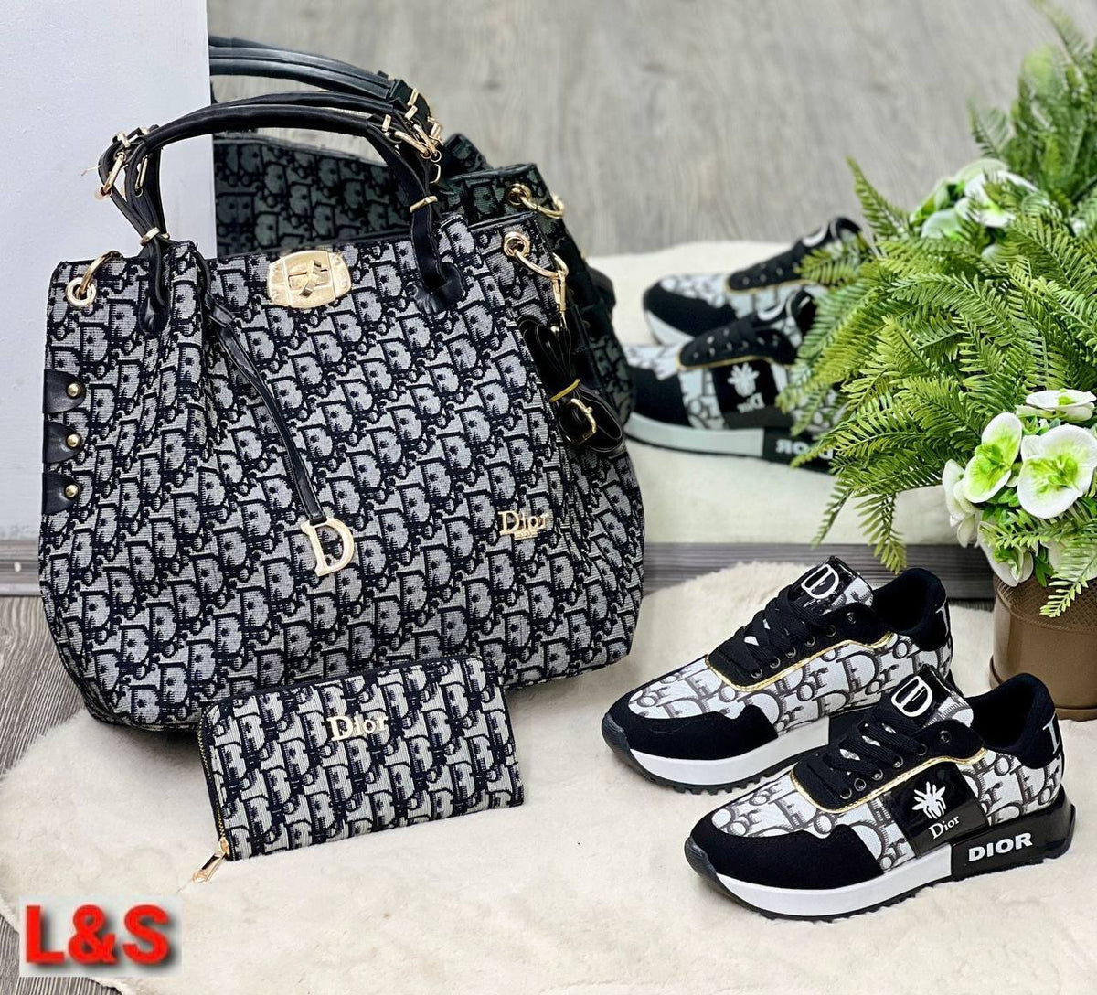 Christian D patterned new season bag and shoe set