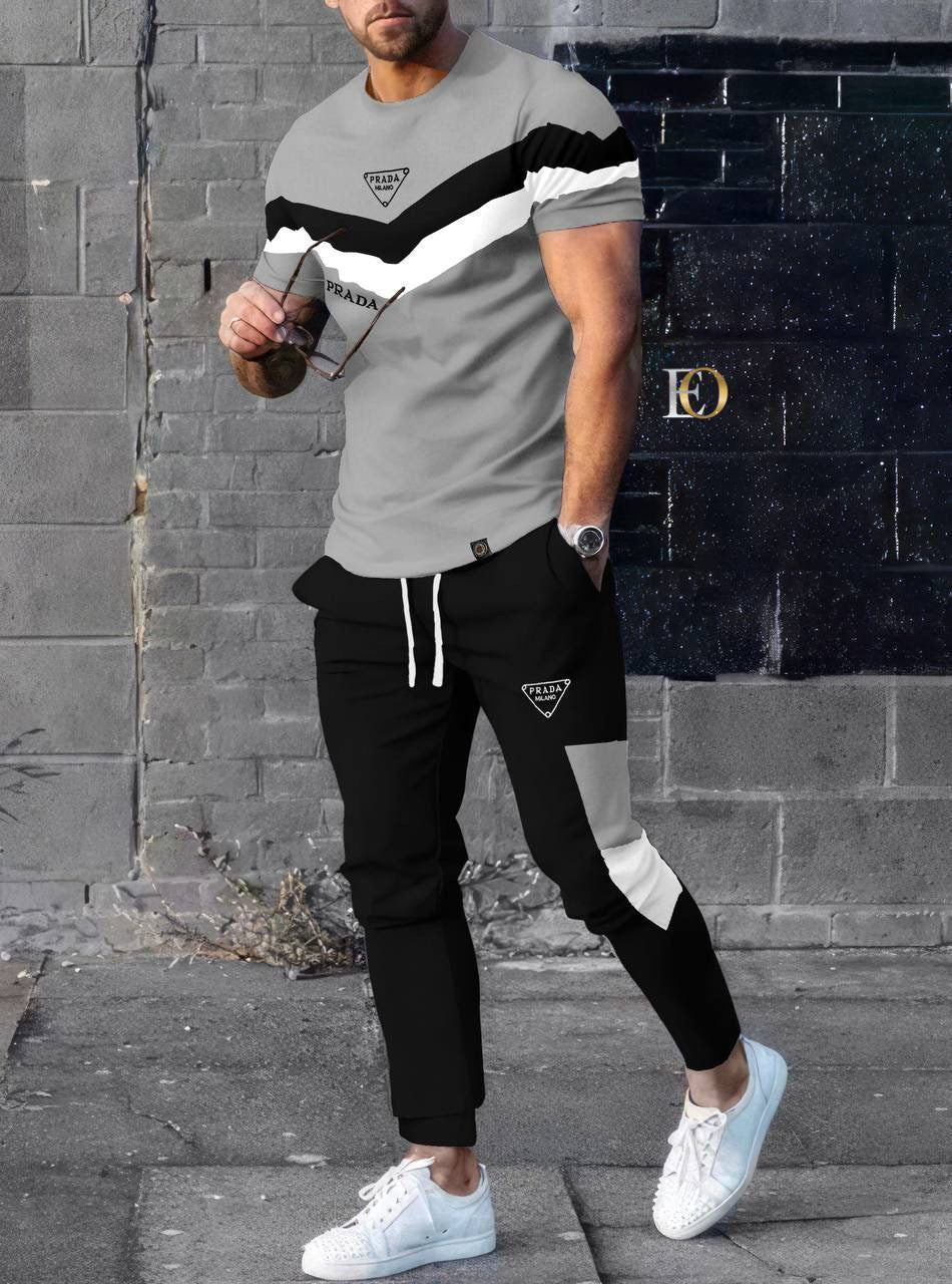men's sports tracksuit tshirt set