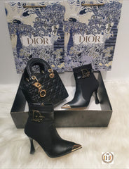 christian d women's black boots set