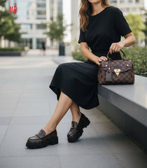 LV women's high-soled casual shoes bag set