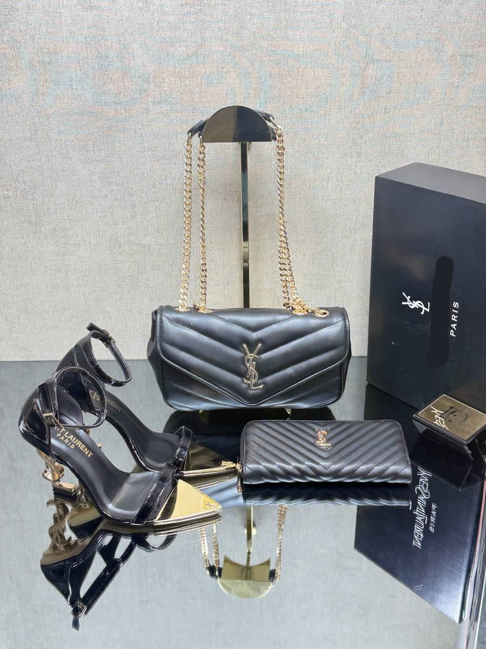 YSL new high heels shoes bag sets