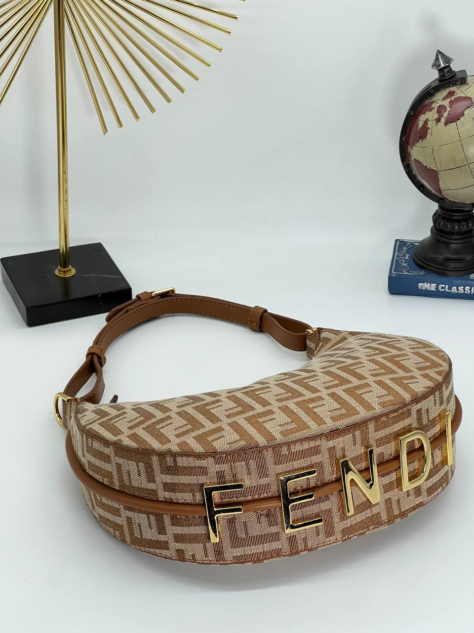 Bag model with fenidi writing on the bottom