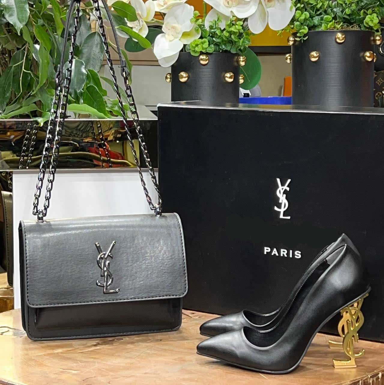 YSL heeled shoes bag set