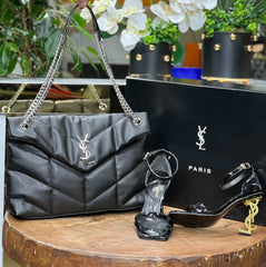 YSL heeled ankle shoes bag set