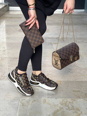 Shoe bag set combination with LV written next to it