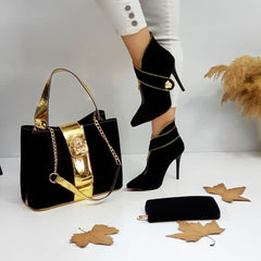 Versaca black pointed heel shoes bag set