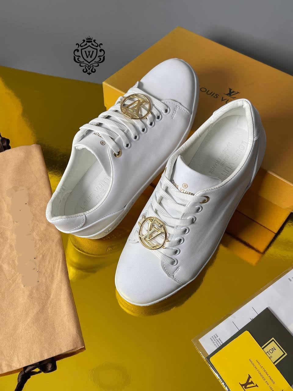 white LV sneakers