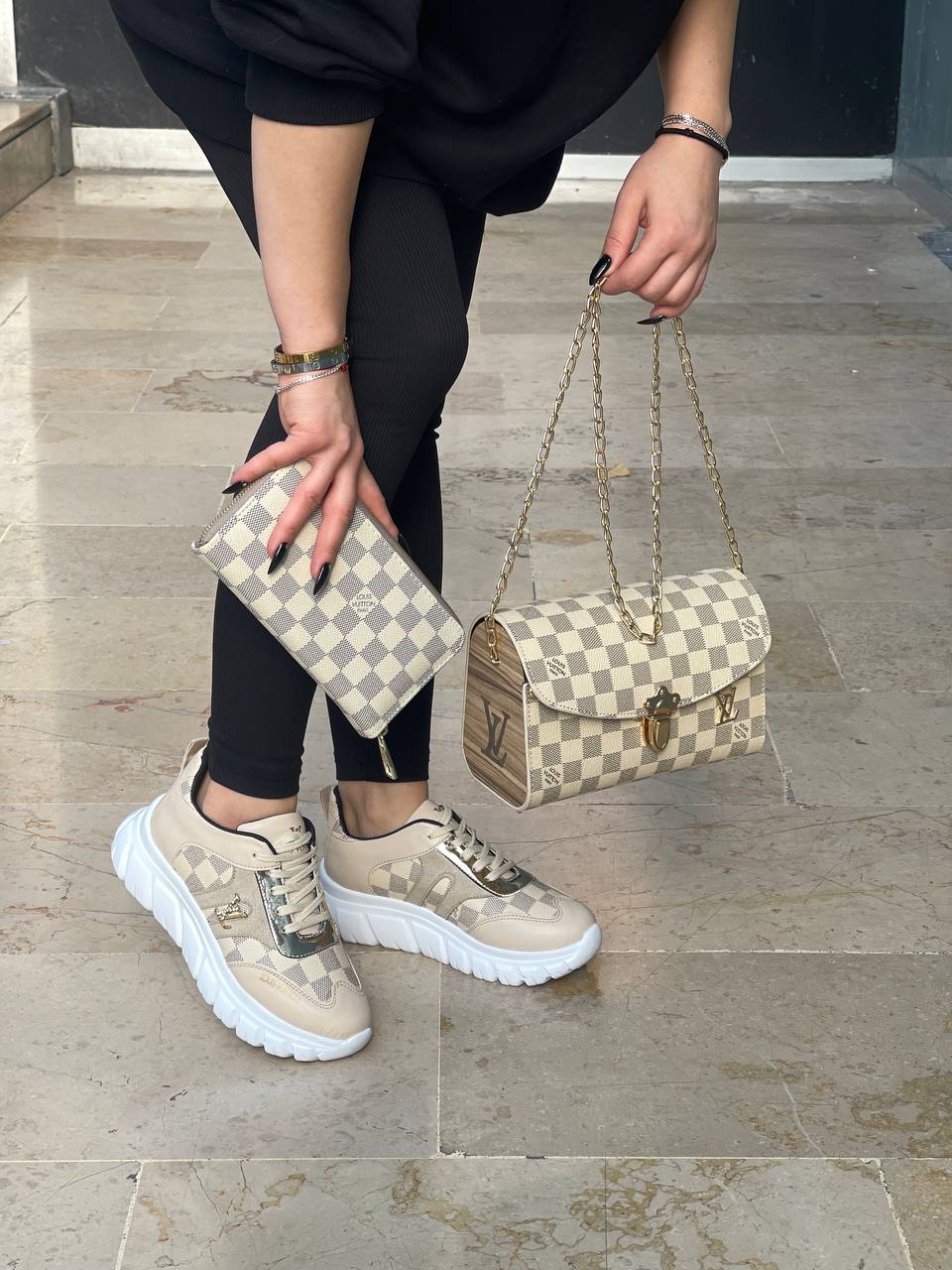 Only New season LV cream bag and Wallet