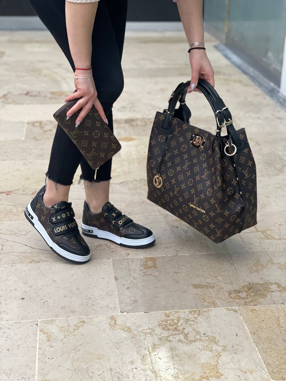 Sneaker and bag set in LV top band style