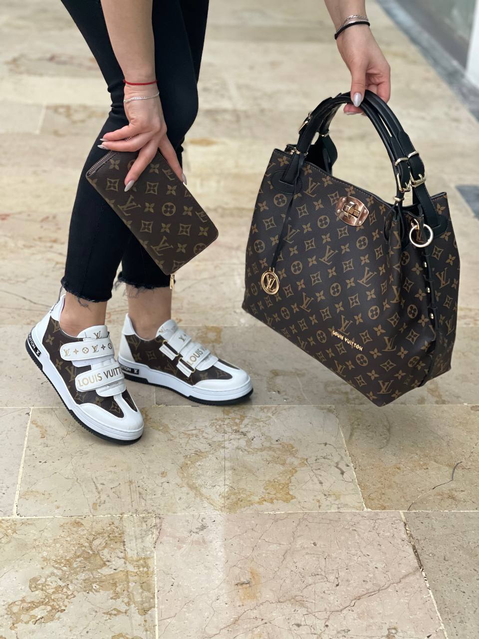 Sneaker and bag set in LV top band style