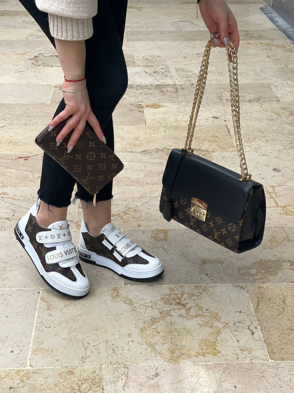 Sneaker and bag set in LV top band style