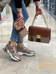 GG golden yellow bag and shoe combination