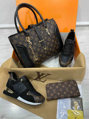 gold wrapped lv shoe bag set