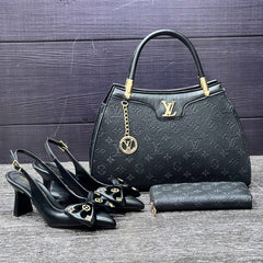 LV new black high heels set