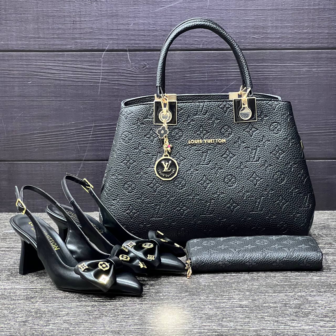 LV new black high heels set