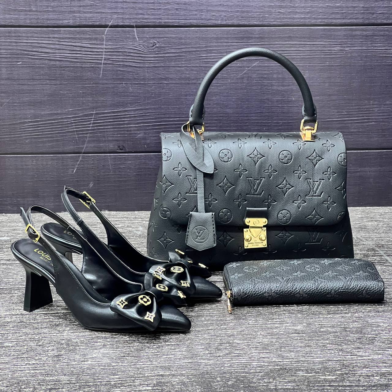 LV new black high heels set