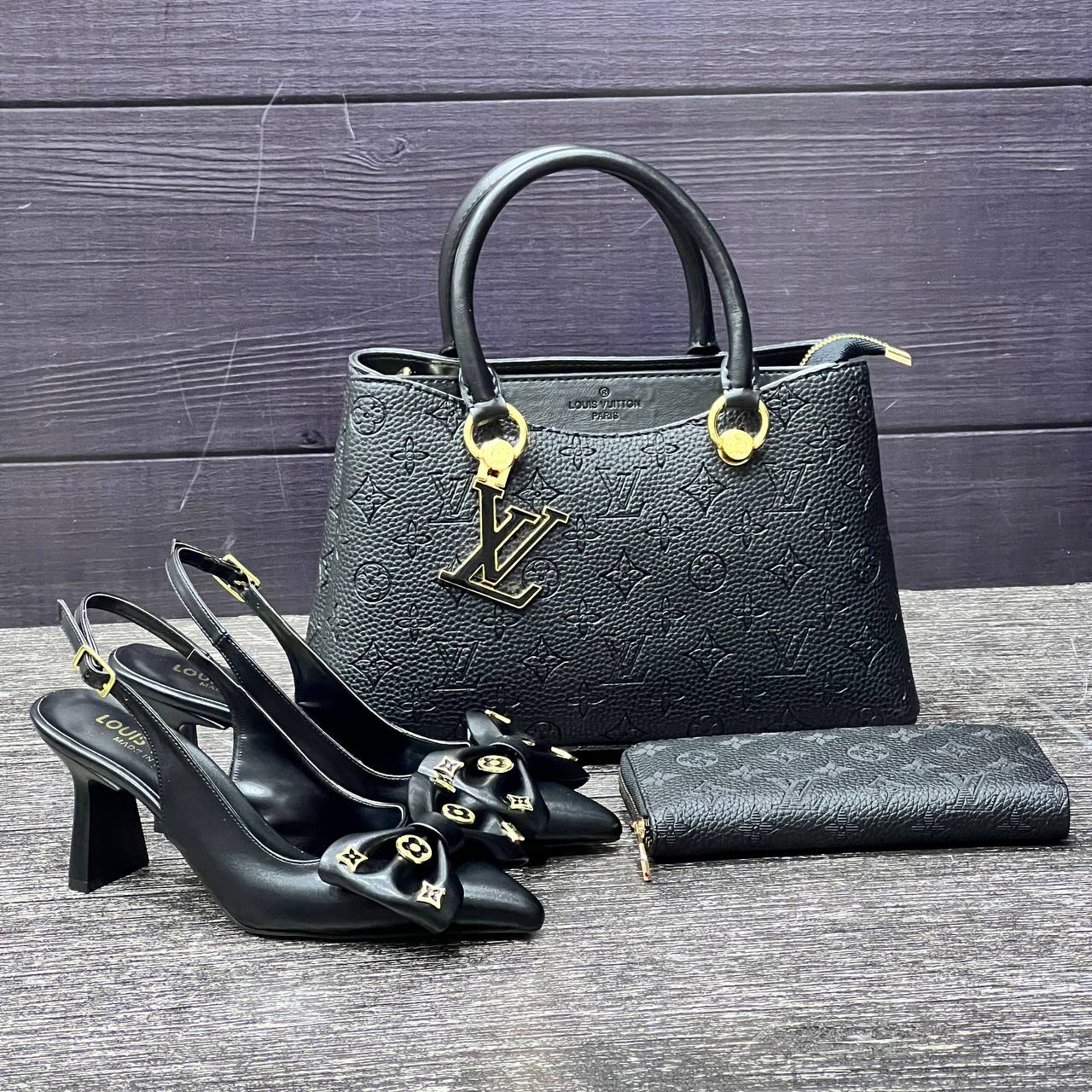 LV new black high heels set