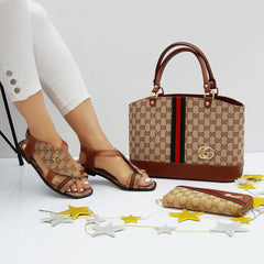 GG angora detailed sandal bag set