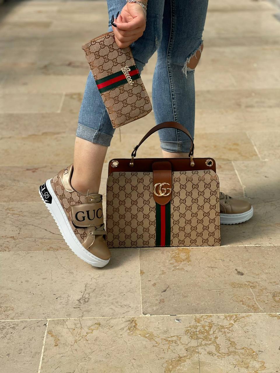 GG sneakers and bag combination set