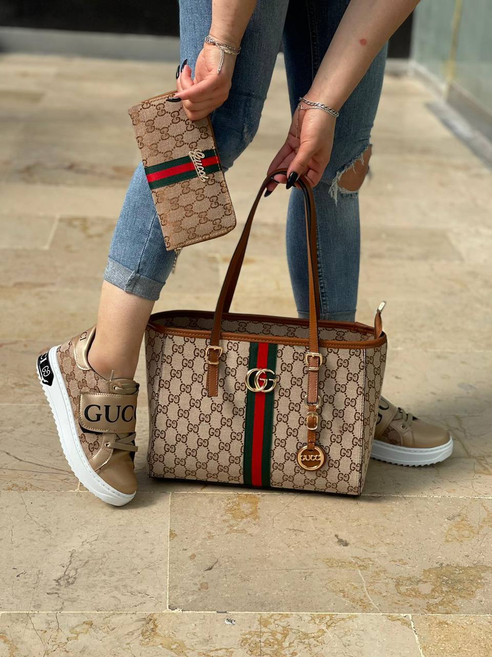 GG sneakers and bag combination set