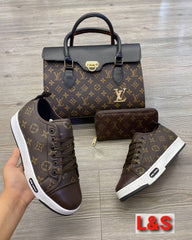 Sneaker bag set with LV mark on it