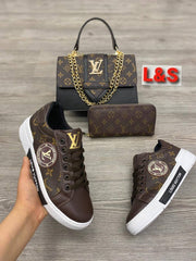 Sneaker bag set with LV logo on it