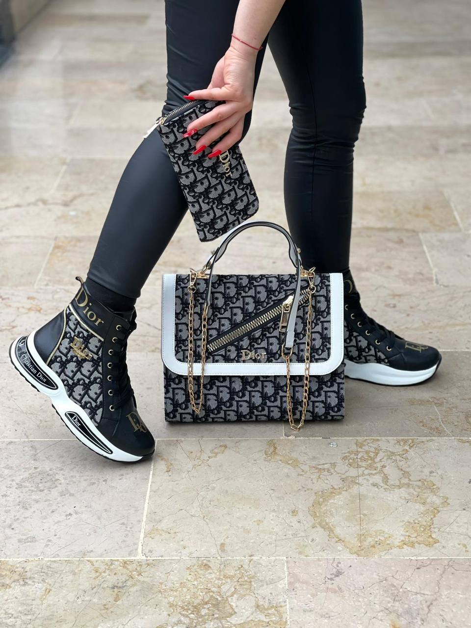 boot style sneaker bag and wallet set