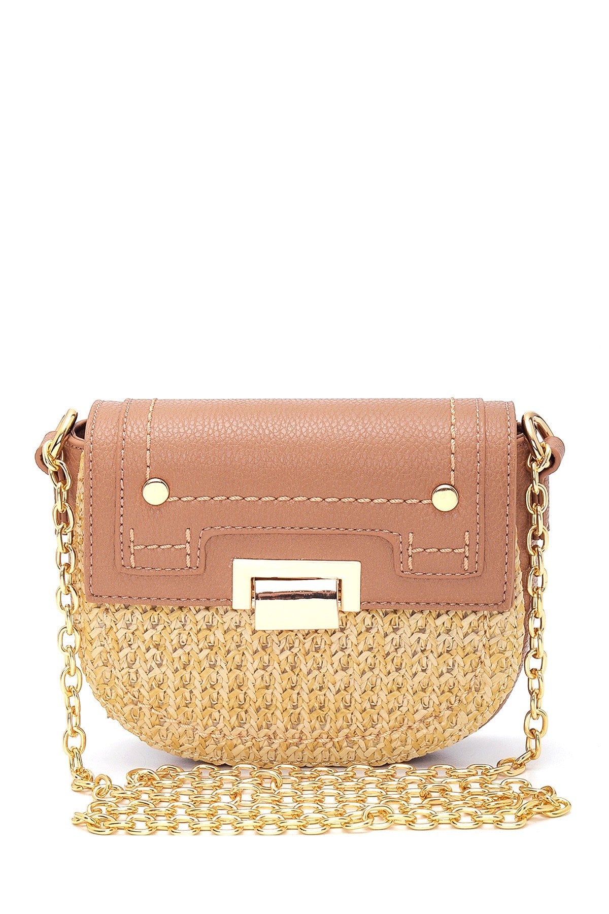 Pink Women's Straw Crossbody Bag